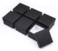 Square Gift Boxes, Dedoot Pack of 6 Square Decorative Paper Gift Boxes with Lids Watch Gift Box Mini Black Kraft Paper Box for Jewelry, Tie, Crafting, Bridesmaid Proposal Box, 4.13x4.13x2.87 Inch