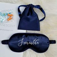 Personalized Satin Sleep Eye Mask Blindfold, Bridesmaid Gift Hen Party Custom Monogram Bachelorette Wedding Favors Birthday Gift for Her (Indigo Mask)