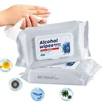 Disinfectant Wipes (2 Packs, 100 Pcs), Portable 75 Alcohol Wet Wipes Antiseptic Cleaning Sterilization Wipes Wet Wipes for Tourism, Hotel, Restaurant, Home, Office, Car