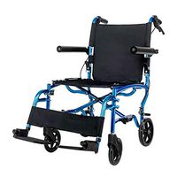 Wheelchair Medical Equipment Folding Lightweight for The Elderly Small Multi-Function Portable Travel Scooter, Brake Handle, with Shopping Bags Walker Assist Devices (Color : Blue)