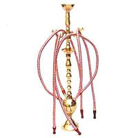 Decorative Brass Hookah, Large 4 Hose, 24"