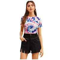 Short Sleeve Tee Blouse for Women,Amiley Womens Tie-Dye Stretch O-Neck Summer Fashion Short Sleeve T Shirts Blouses Tops (X-Large, Multicolor)