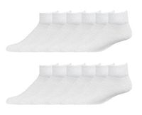2ND DATE Premium Cotton Diabetic Ankle Socks - White-L-Pack of 12