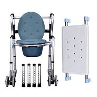 Walking Frame Wheeled Adjustable Height 3 in 1 Medical Toilet Chair Stool with Lid Portable, Lightweight, for Handicap, Elderly Fauay