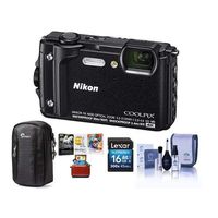 Nikon Coolpix W300 Point & Shoot Camera, Black - Bundle with 16GB SDHC Card, Camera Case, Cleaning Kit, Mac Software Package