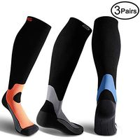 3 Pairs Compression Socks 20-30mmHg For Men and Women-Best Compression Socks For Running, Traveling, Shin Splints, Nurse, Athletic And Pregnancy Grey, Blue, Orange L/XL