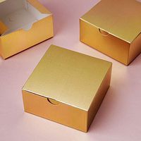 Efavormart 100pcs of 4x4x2 Gold Cake Box for Candy Treat Gift Wrap Box Party Favor Boxes for Bridal Shower Wedding Party