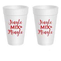 Christmas Styrofoam Cups - Jingle, Mix and Mingle (10 cups)