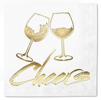 Cheers Brush Pack 100 Napkins Gold Foil Cocktail