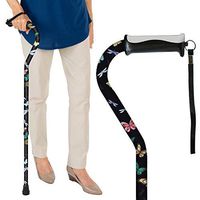 Vive Walking Cane - for Men & Women - Portable, Adjustable Offset Balance Stick - Lightweight & Sturdy Mobility Walker Aid for Arthritis, Elderly, Seniors & Handicap (Black Butterfly)