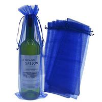 Bezall 20pcs Drawstring Organza Wine Bottle Cover Pouch Christmas Wedding Favor Wrap Gift Bags Party Decoration 5.5 x 14.5 Inches (Royal Blue)