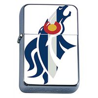 Perfection In Style Silver Flip Top Oil Lighter Colorado Flag Design 003