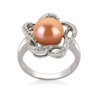 Fiona Pink 9-10mm AA Quality Freshwater 925 Sterling Silver Cultured Pearl Ring For Women - Size-9