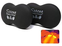 Serene (Original Black)(Set of 2) Synergy Stones - Contoured Hot Stone Massage Tools - Deep Heat for Muscle Tension Relief - Relaxing and Therapeutic - Matte Surface for on Skin with Oil only