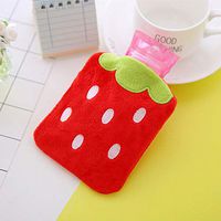 FidgetGear Cute Cartoon Warm Water Bag Explosion-Proof Plush Cover Hand Warmer Strawberry About 14.5x10.5