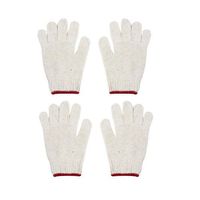 uxcell Grey White Red Stretch Cuff Cotton Yarn Working Gloves 2 Pairs for Workman