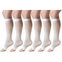 Sheer Compression Stockings, 15-20 mmHg, Women's Knee High Length, Open Toe, 20 Denier Ivory Small (6 Pairs)