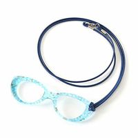 MIDI Sky Blue and Gold/Italian Fine Acetate Lorgnette Loupe with Cord for Women – Magnifying and Reading Glasses [All in one](pg004c3)