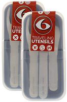 6 Pack Fitness Stainless Steel Traveling Utensils, BPA Free, Stainless Steel 3 Piece (2 - Pack)