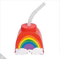 Fun Express Rainbow Molded Cups with Lids & Straws