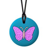Munchables Butterfly Chew Necklace for Girls - Sensory Jewelry for Girls (Aqua)
