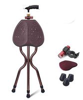 Folding Canes Seat Walking Stick Height Adjustment Cane Seat 330 lbs Capacity Combo Chairs Stool with LED Light Deluxe Massage Walking Stick Travel Aid As a Gift for Elder (Brown)