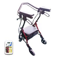 XIHAA Lightweight Folding Aluminum Rollator Walker, Height Adjustable Folding Rollator with Handbrake for Disabled/Elderly People for Elderly Shopping with Seat and Basket Red(Gift Pill Case)