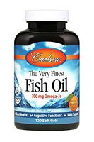 Carlson - The Very Finest Fish Oil, 700 mg Omega-3s, Norwegian Fish Oil Supplement, Wild Caught Omega 3 Fish Oil, Sustainably Sourced Fish Oil Capsules, Omega 3 Supplement, Orange, 120 Softgels