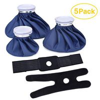 Ice Bag Packs for Injuries, Elitehood 3 Packs [11" 9" 6"] Reusable Ice Bags with 2 Wrap, Hot & Cold Therapy and Pain Relief for Knee Leg Injury, 5-Pack (6"/9"/11") Blue for Hot Therapy is 122℉-140℉
