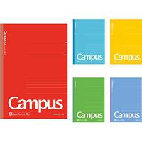 Kokuyo Campus Notebook Pack of 5, Limited Cover - Bright Colors; Semi B5, 7 mm Rule - 30 Lines X 30 Sheets