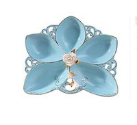 AXZHYX Bowl Fruit Plate, European Ceramic Gold Fruit Plate Blue Fruit Plate Dried Fruit Pot Creative Fashion Candy Dish Living Room Decorations Hotel Tableware Home Noodles Boiled Fish Soup Bowl