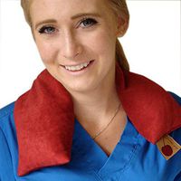 Hot Cherry Pit Pillow Neck Wrap (Red Ultra Suede) Natural Moist Heat Neck Muscle Pain, Tension Relief, Headaches, Arthritis, Hot/Cold Therapy, Microwavable