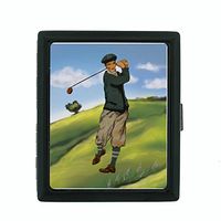 Perfection In Style Metal Cigarette Case Vintage Golf Design 002