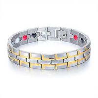 Extra Germanium Strength Magnetic&Negative-ions Therapy 316L Stainless Steel Gold Bracelets for Men Health Stress Relief Wristband [Free Links Removal Tool]