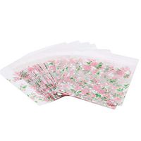 LIUCM Cute Candy Bags Biscuit Bag 100 Pcs/Pack Self Adhesive Pink Flowers Rose Sweet Gift Bag Cookies Packing Pouch 10x13CM