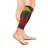 Calf Guard Sleeves Rasta Colorful Hemp Leaves Sports Calves Guards Sleeves for Running, Basketball, Baseball, Football