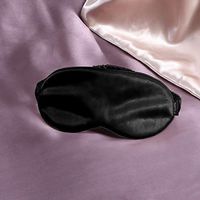 100% Natural Silk Sleep Eye Mask with Elastic Strap 25 Momme, Extremely Soft & Smooth, Blindfold for Full Night Sleep, Travel, Nap (Black)