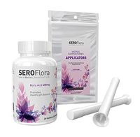 Seroflora Boric Acid Suppositories 600mg with Vaginal Applicator, 28 Suppositories - 7 Applicators - pH Balance for Women, Feminine Care - Made in USA