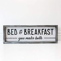 23.5" X 7.5" X 1.5" Wood Framed Sign (Bed & Breakfast) White/Black – 15174