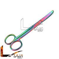 LAJA IMPORTS Multi Titanium Color Rainbow Operating Scissor Blunt/Blunt 5.5" Curved Stainless Steel