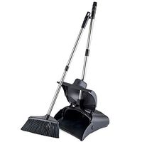 WEIFAN CAI- Broom Set Dustpan and Brush Sets Sweeping Dust Large Capacity Soft Dust-Proof Wind Resistant Durable (Black, 98.5x32cm)