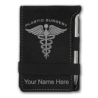 Mini Notepad, Plastic Surgery, Personalized Engraving Included (Black with Silver)