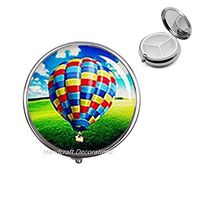 Hot air Balloons Pill Case hot air Balloons Pill Box hot air Balloons Jewelry,Glass Dome Pill Case,Photo Pill Case.F047