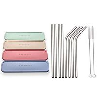 GANAMODA Metal Straws Stainless Steel Straws Drinking Straws Reusable - 8.5" Ultra Long 8 + 2 Cleaning Brush for 20/30 Oz for Yeti RTIC SIC Ozark Trail Tumblers (4 Straight|4 Bent|2 Brush)