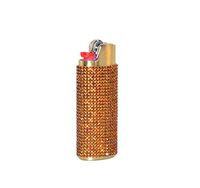 Gold Lighter Cover Sleeve with Topaz Rhinestones LS39