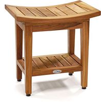 (Fully Assembled) AquaTeak Patented 18" Maluku Teak Shower Bench with Shelf