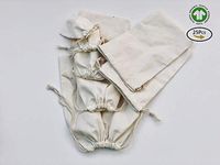 Cotton Canvas Muslin Bag. Double Drawstring. Natural Color. Pack of 25 (10 x 12 Inches)