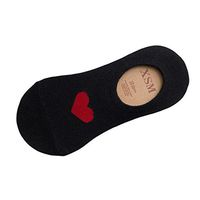 Clearance!!Swyss 1Pairs Color Heart Print Comfortable Breathable Cotton Slip Low Cut Sock Cute Socks (Black)