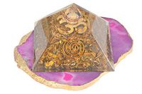 New Powerful Orgone Tiger Eye Pyramid with Copper OM Symbol Crystal Healing Reiki Feng Shui Energy Wellness Meditation Peace Health Wealth Aura Vaastu Bagua