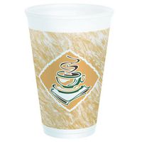Dart 16X16G-1 5 16X16G Cafe G Accents Printed Foam Cup, 16 oz, 3.6" Top & 2.3" Bottom Diameter 5.3" Height, Green, 25 Piece, (1 Sleeve